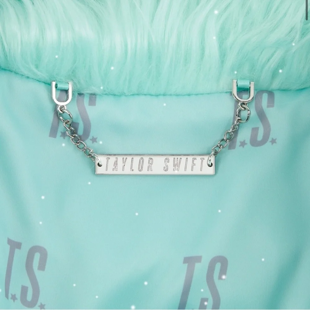 Taylor Swift The Life of a Showgirl Mint Fuzzy Jacket Teal TLOAS Show Girl M/L - Picture 8 of 12